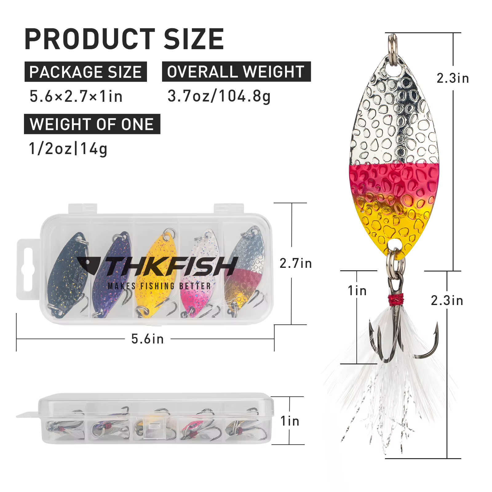 THKFISH Spinner Triple – Cuchara metálica para trucha y lucio - imagen 2