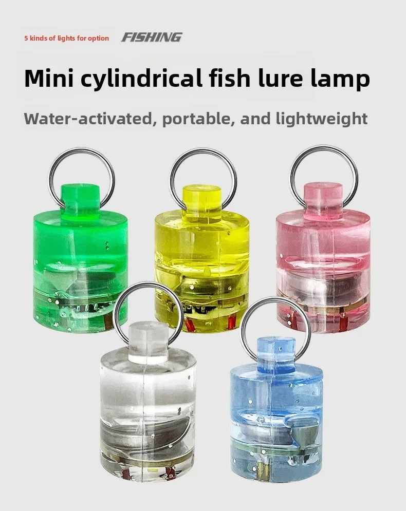 Mini luz cilíndrica para señuelos en uso