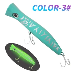 Señuelo popper flotante UV con ojos 3D y dobles triples para pesca