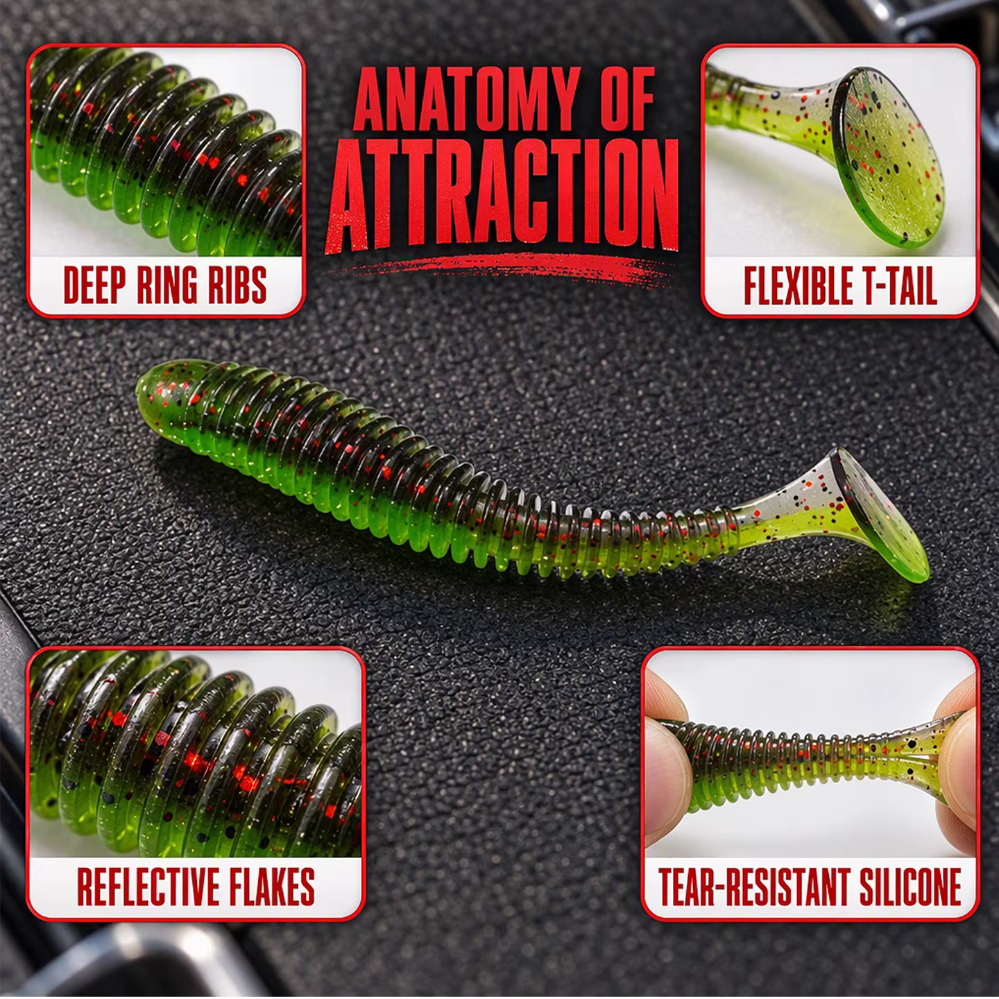 ESFISHING Swing Impact 3in Ring Shad - Cebos blandos para jigging - imagen 2