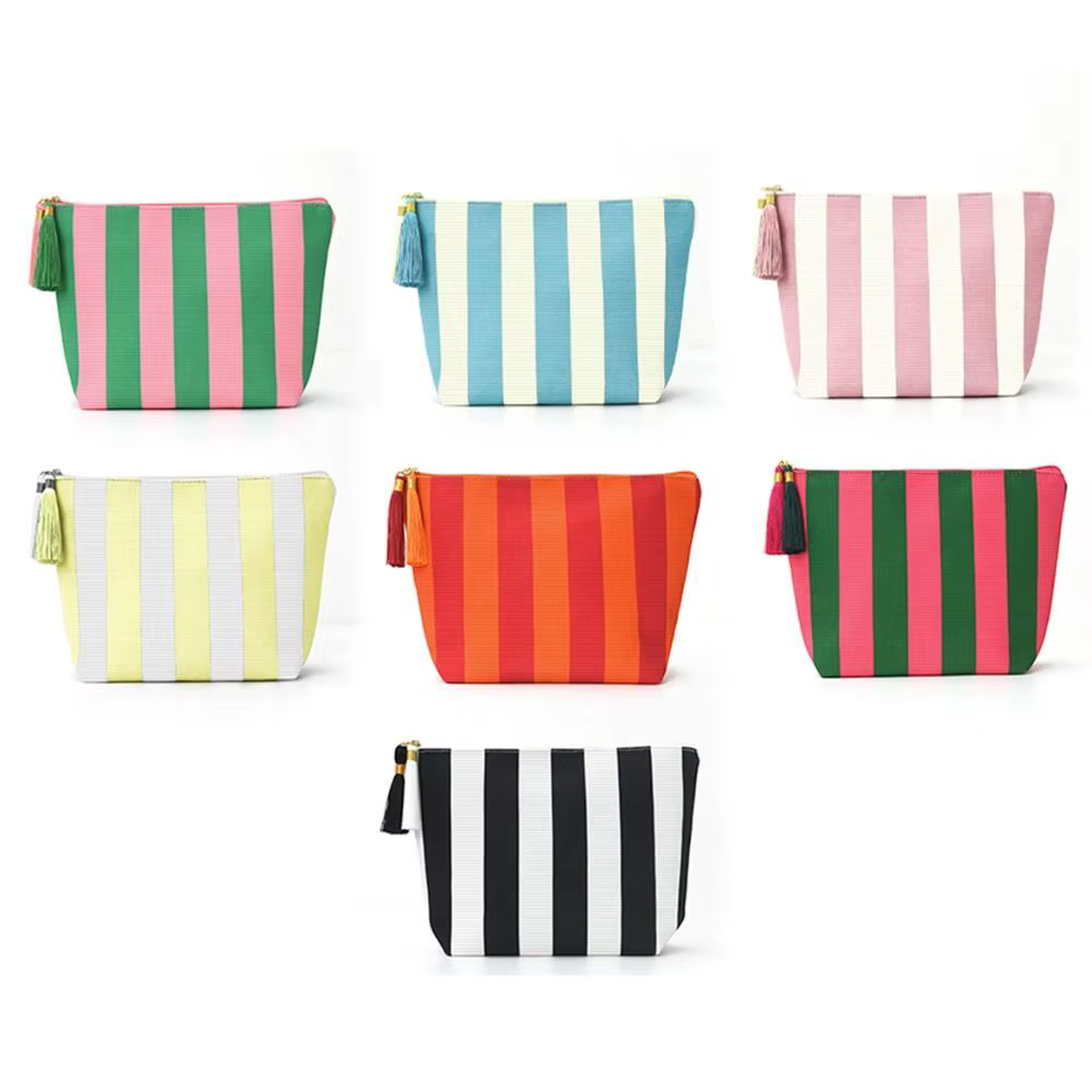 Bolsa de Maquillaje Pana a Rayas – Gran Capacidad para Viajes - imagen 2