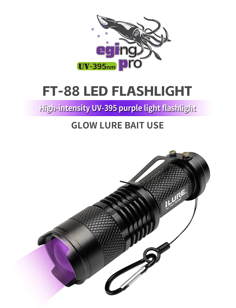 Linterna UV morada 395 nm para pesca
