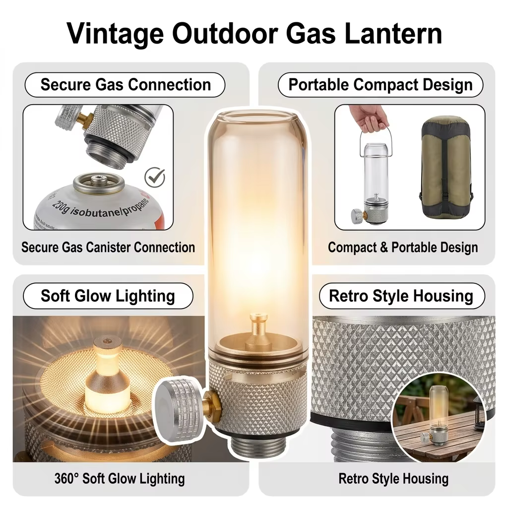 Linterna Vintage de Camping con Cilindro de Gas - imagen 3
