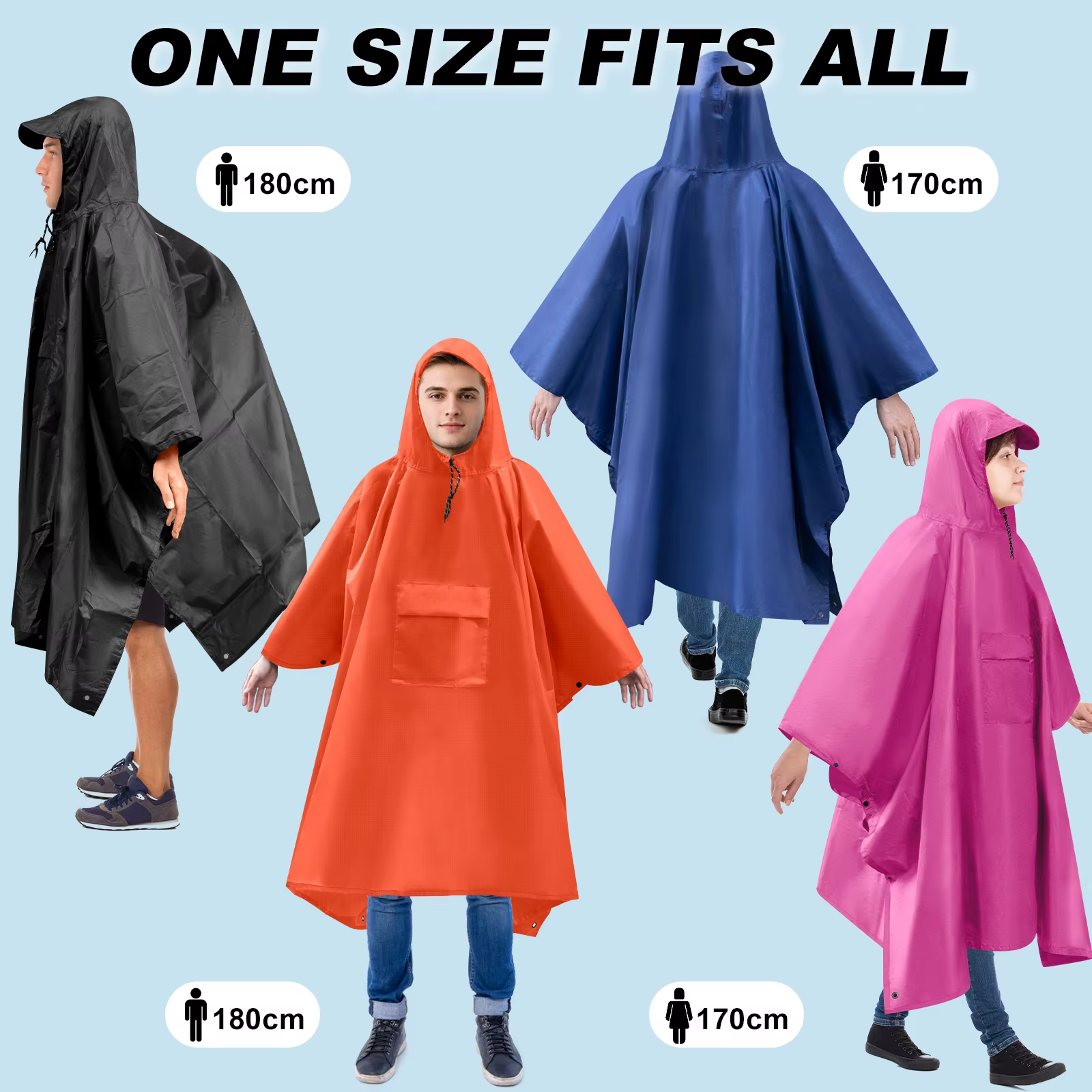 Poncho de lluvia ligero e impermeable con capucha para pesca deportiva - imagen 4