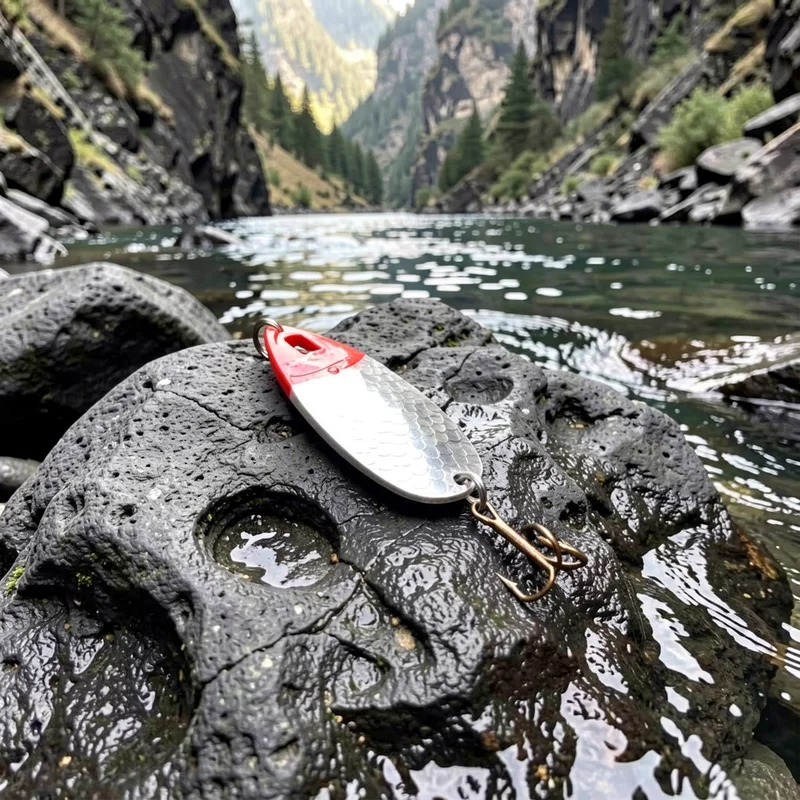 Cuchara escamas reflectantes roja para trucha y lucioperca - imagen 4