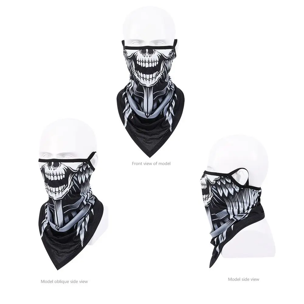 Máscara deportiva transpirable de malla con estampado calavera