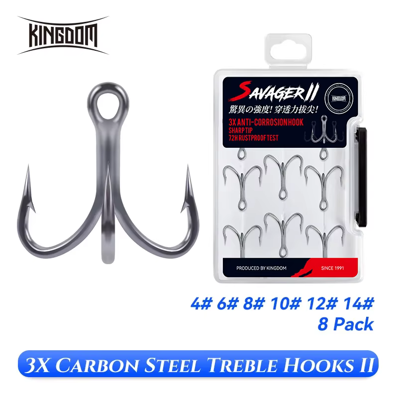 KINGDOM 3X anzuelos triples acero al carbono – resistencia agua salada - imagen 3