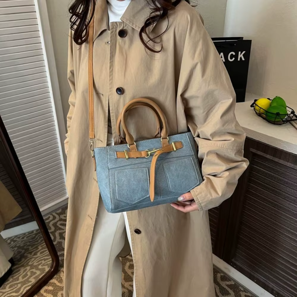 Bolso bandolera vaquero lavado de gran capacidad con hebilla - imagen 4