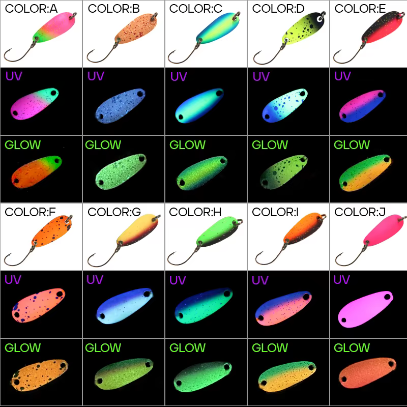 LETOYO Mini 1,4g Cuchara señuelo UV cobre doble cara forma S trucha - imagen 3