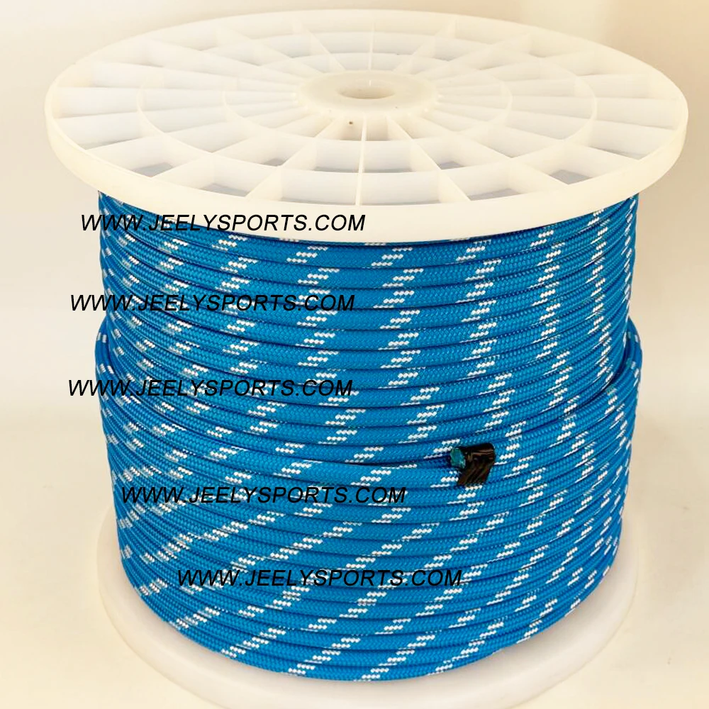 Comparativa de sección transversal mostrando núcleo UHMWPE y funda de poliéster