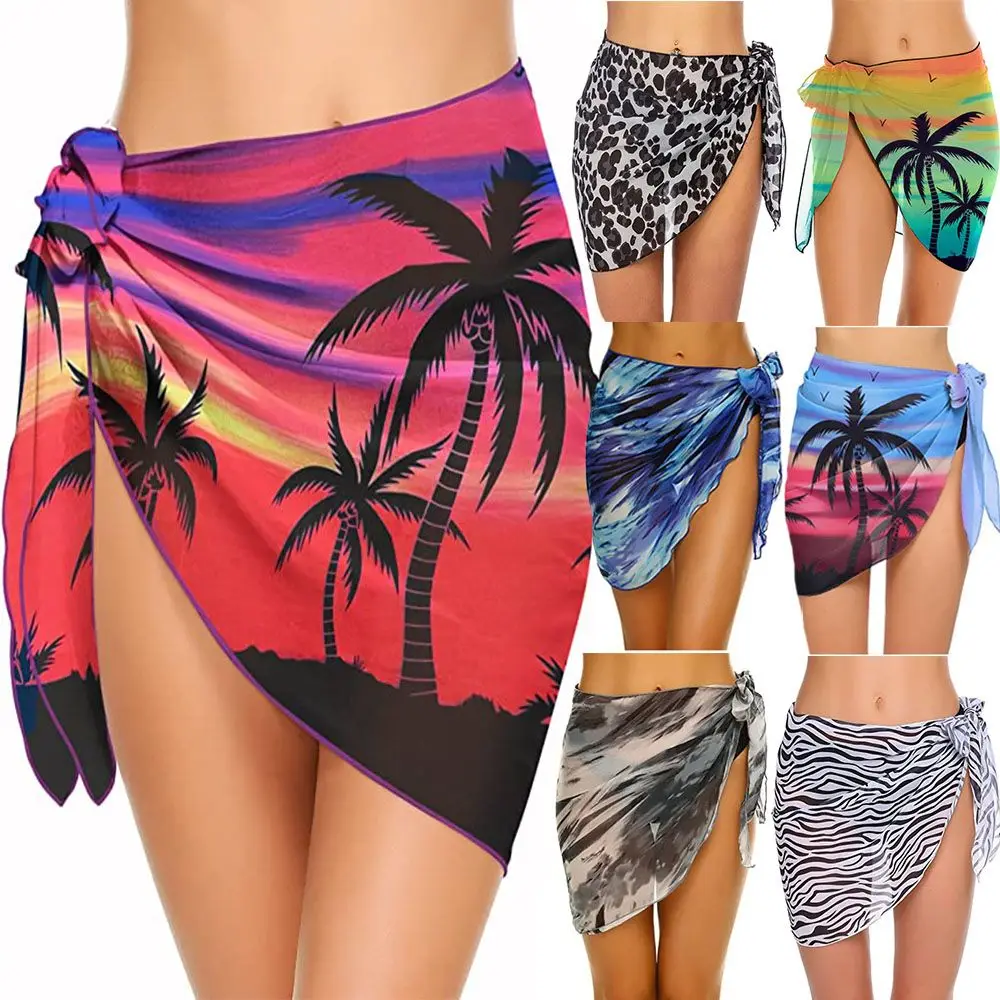 Pareo de chifón cintura alta mujer falda cruzada cubierta playa - imagen 3