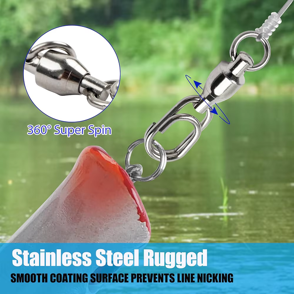 Bolas giratorias pesca con anillo ovalado y clips de cambio rápido - imagen 3