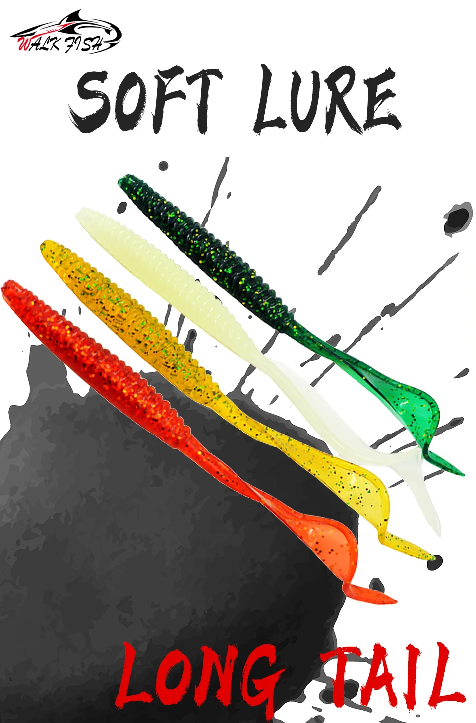 Pack de 5 señuelos blandos WALK FISH en distintos colores