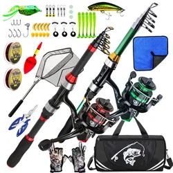 Kit pesca doble caña 1,8 m multifuncional con carretes y señuelos