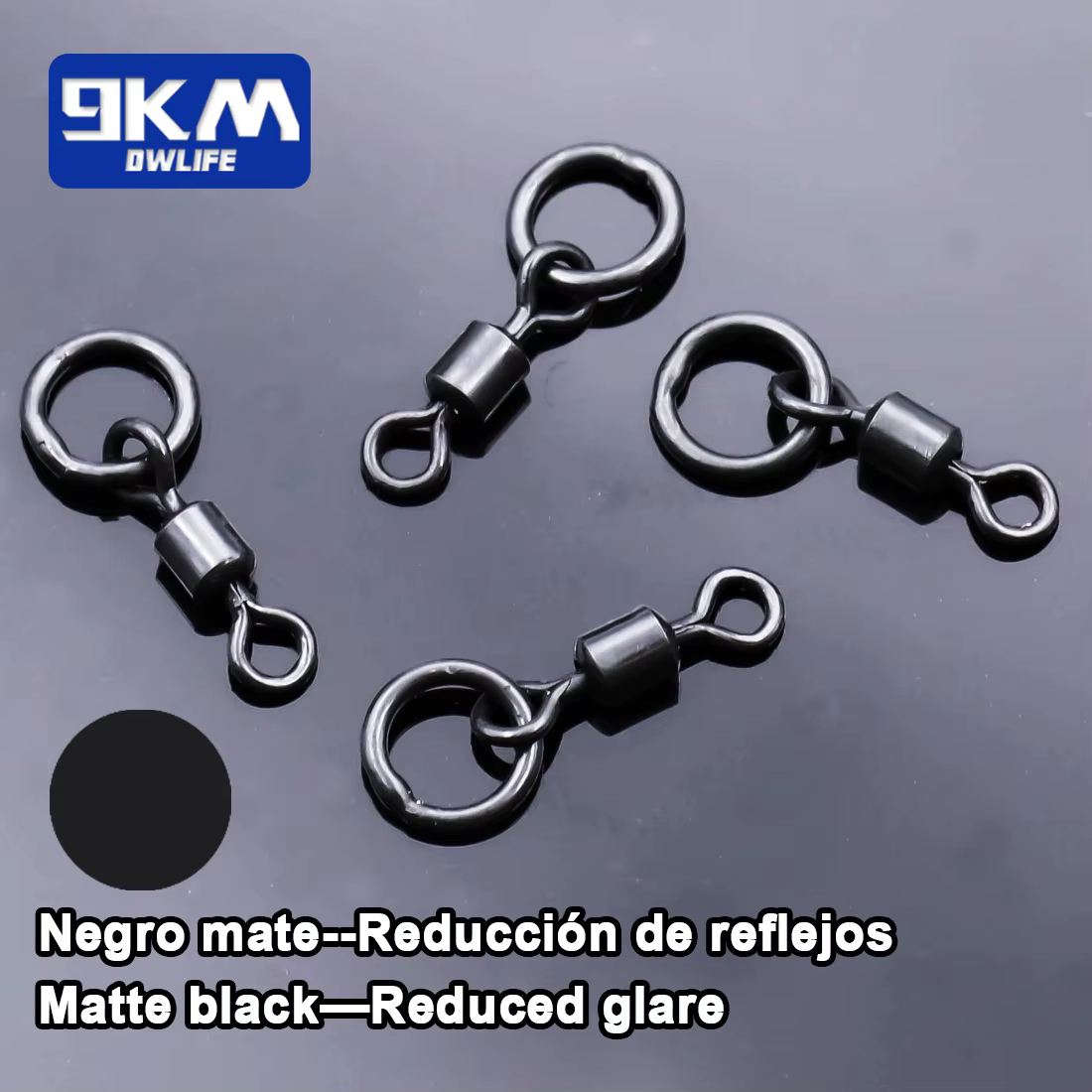 Giratorio 9KM cambio rápido - Anillo negro mate para carpa - imagen 5