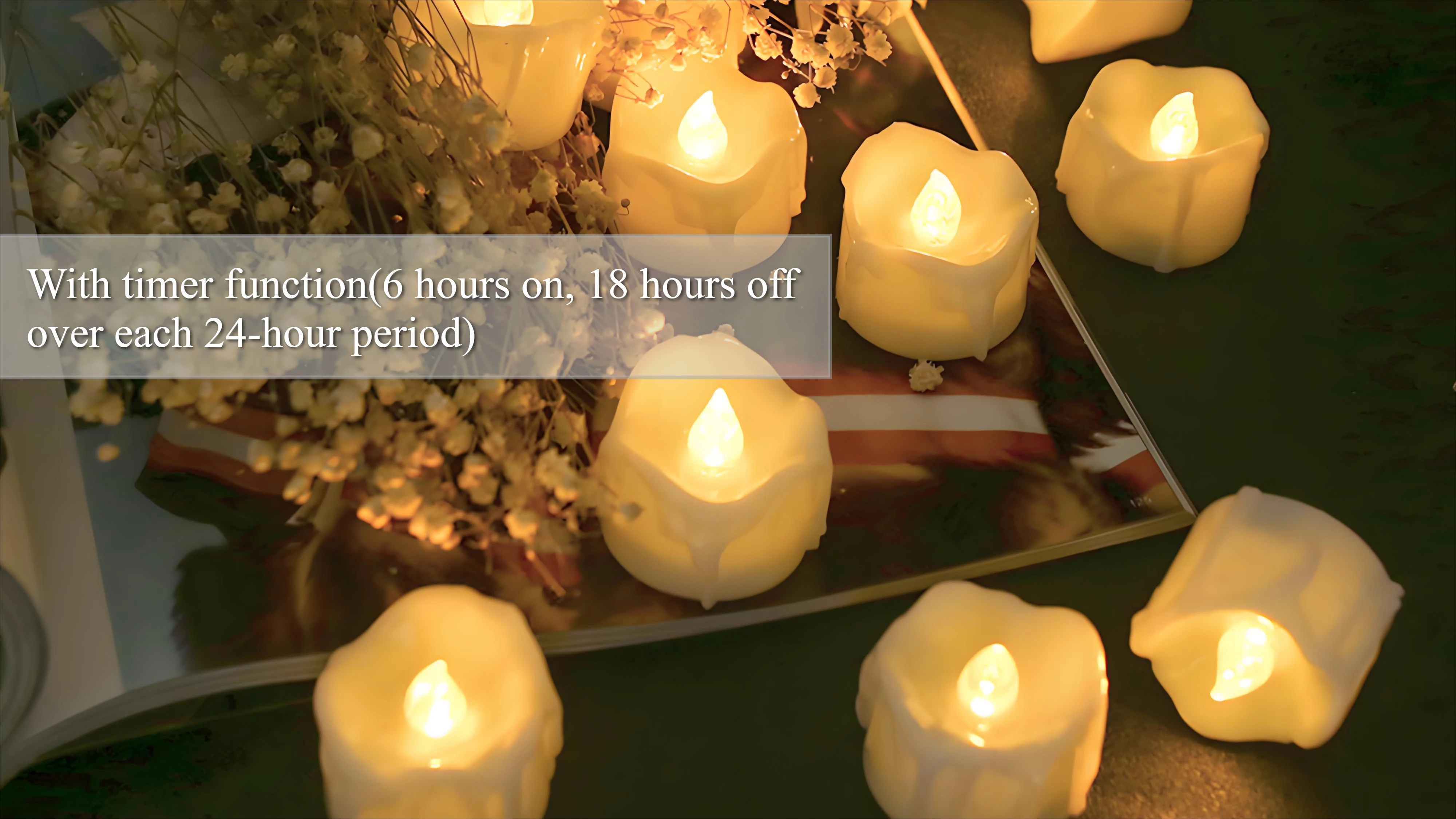 Pack de 12 velas LED de té con luz cálida parpadeante