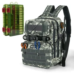 Goture Mochila de pesca impermeable con portacañas y cajas de aparejos