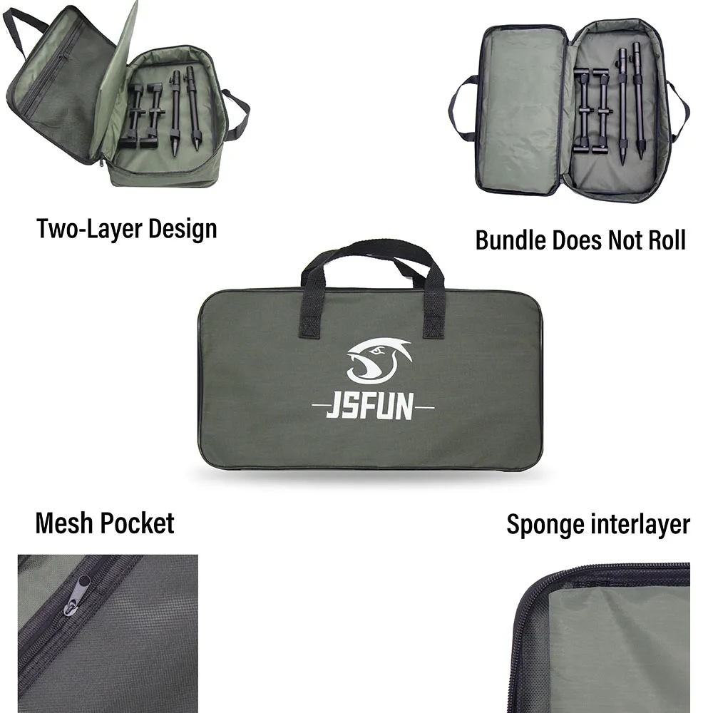 JSFUN Soporte para cañas de carpa con bolsa – barras de sujeción - imagen 3