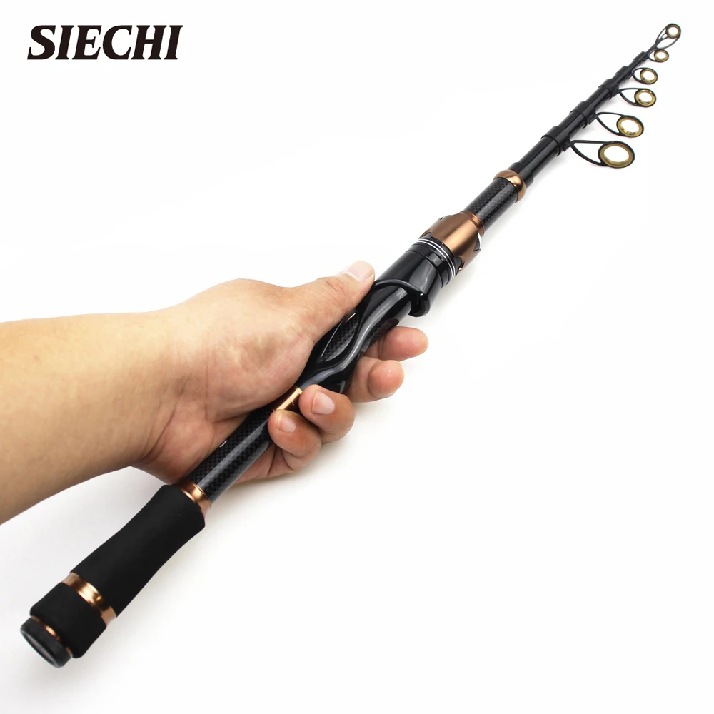 Caña telescópica de carbono para spinning y baitcasting – Pesca en mar y río - imagen 2