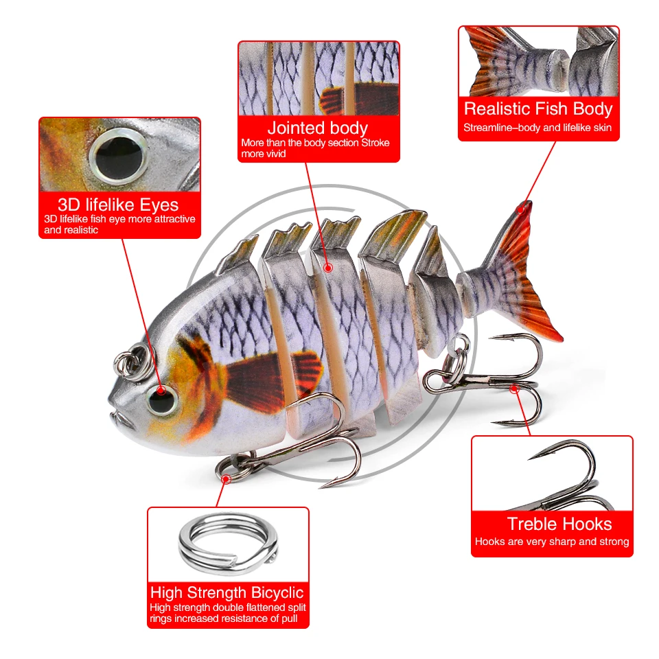 Señuelo crankbait articulado rígido Proberos de segmentos para pesca - imagen 4