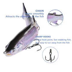 Lokken Wobbler hundido de doble segmento tipo crank para trucha