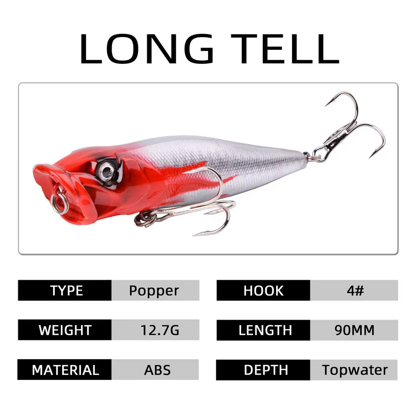 Popper Japonés Topwater – Señuelo de superficie con ojos 3D - imagen 4