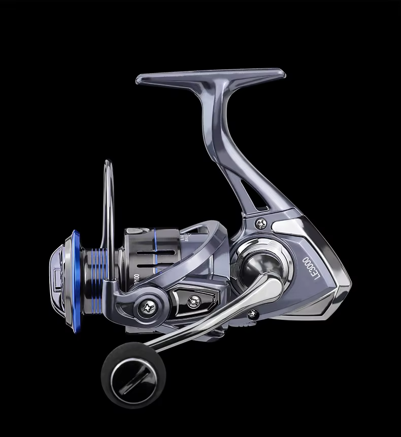 Carrete giratorio de pesca con mango atornillado azul oscuro - imagen 4