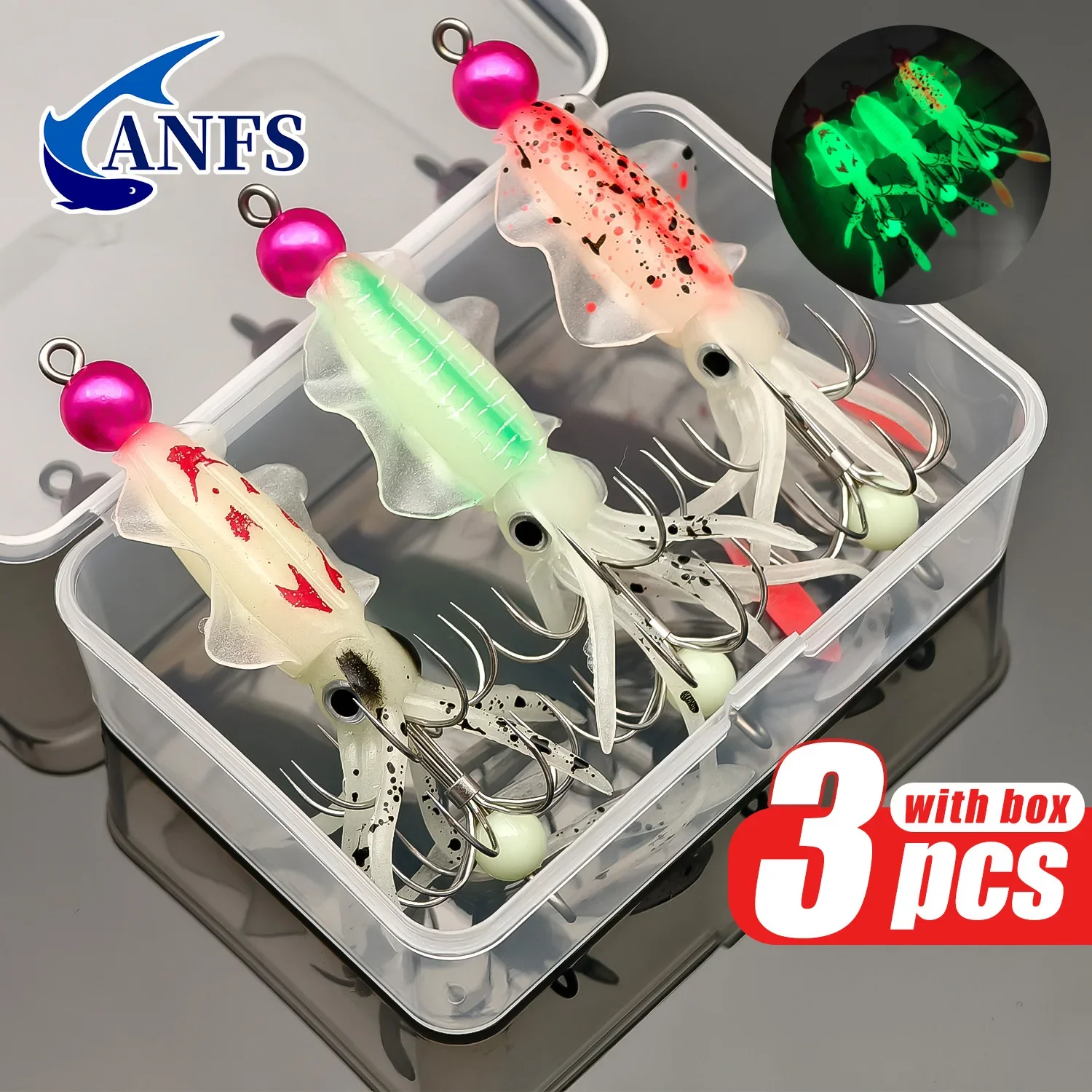 ANFS Anzuelos luminosos con vinilo – Colores surtidos para pesca - imagen 5