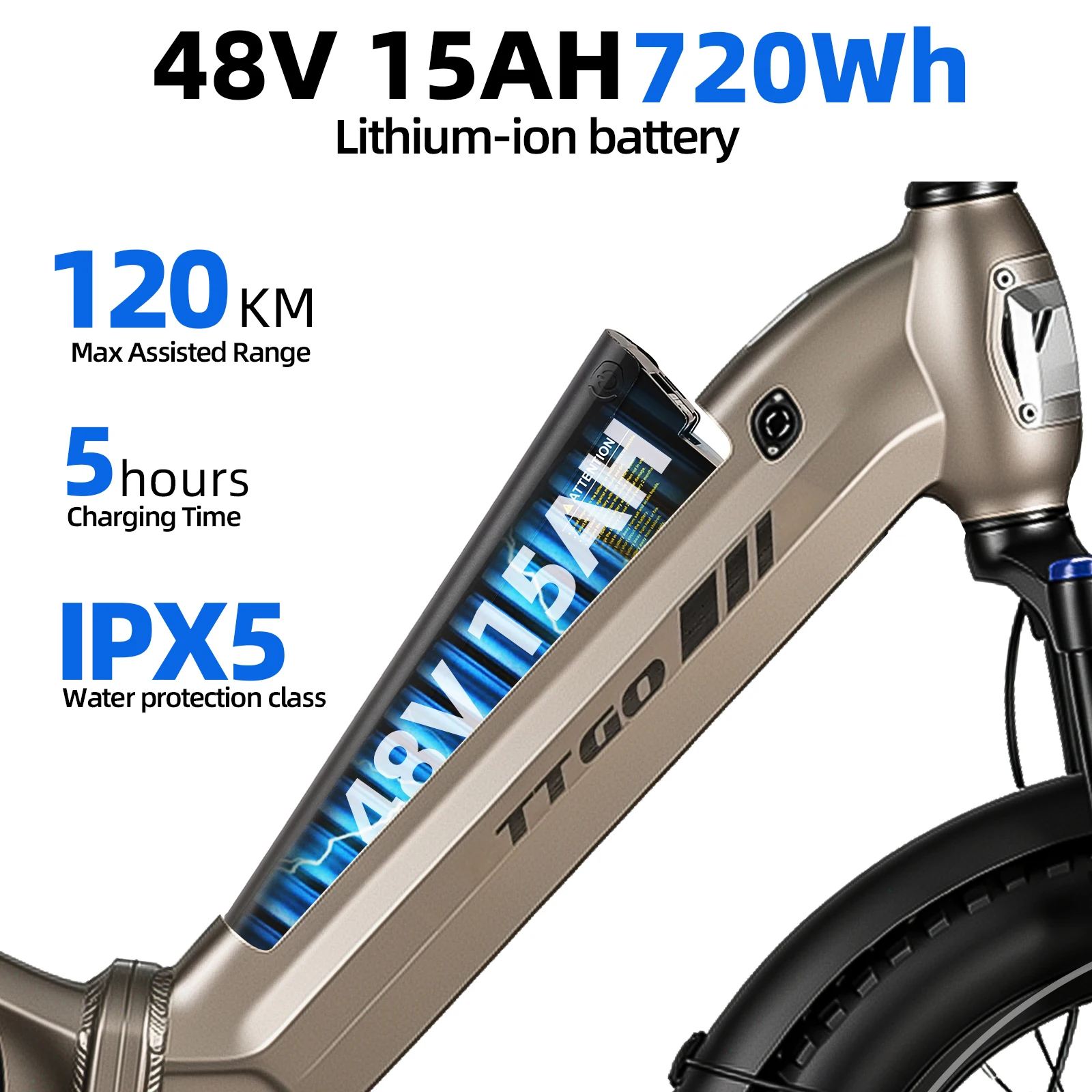 Bicicleta eléctrica plegable TTGO F7 con freno de disco hidráulico - imagen 4