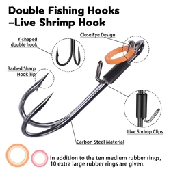 Ganchos offset camarón vivo 9KM – Double rig acero resistente