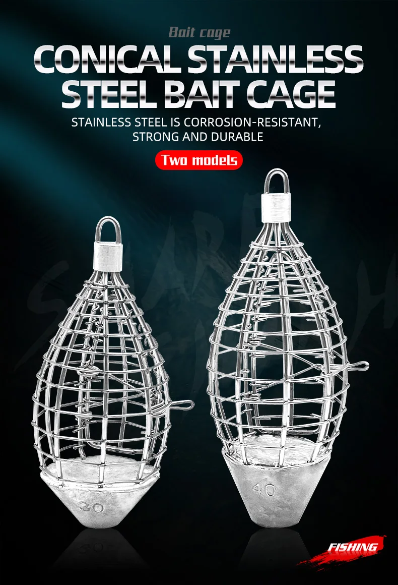 Jaula para cebo ShareShark 30/40 en acero inoxidable con plomos