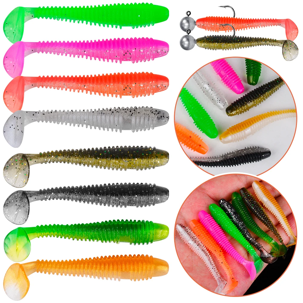 Variedad de gusanos de silicona y cabezales jig del kit