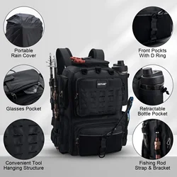 Mochila de pesca Goture impermeable con doble soporte para cañas