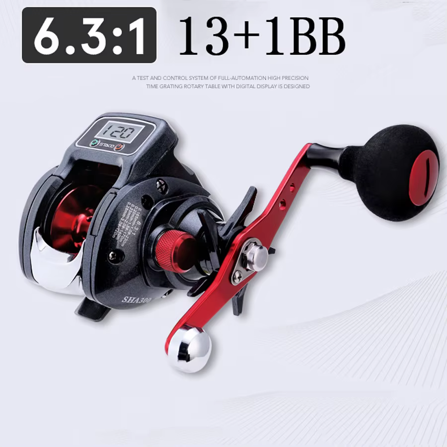 Carrete Baitcasting con Contador de Línea LED – Perfil Bajo 6.3:1 - imagen 3
