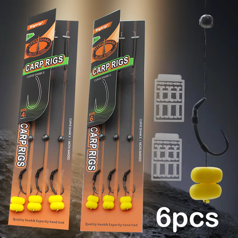 Pre-atados para Carpa con Maíz – Anzuelo Vástago Curvo Micro Púas - imagen 2