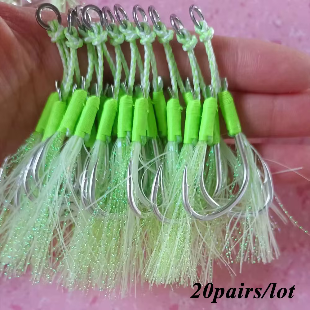 Anzuelos Jig Head doble púas acero carbono para jigging