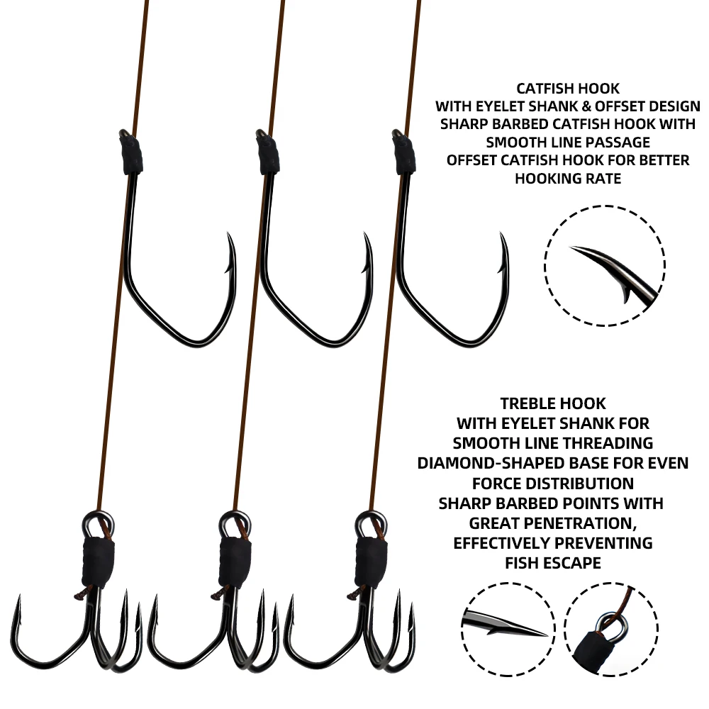 Aparejo para pesca de bagre ZYZHE con flotador y anzuelo triple - imagen 3