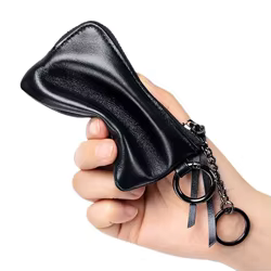 Monedero Tarjetero Compacto de Cuero con Cremallera
