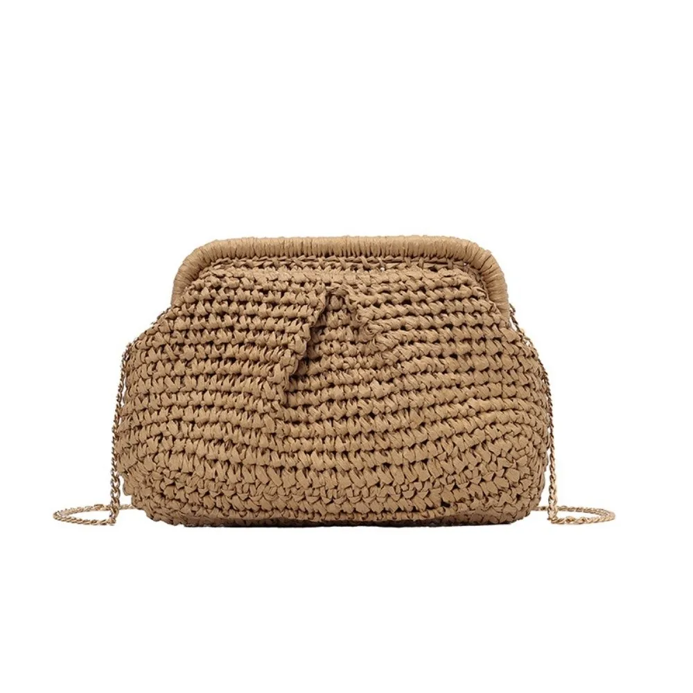 Bolso de paja bandolera gran capacidad con correa de cadena - imagen 2