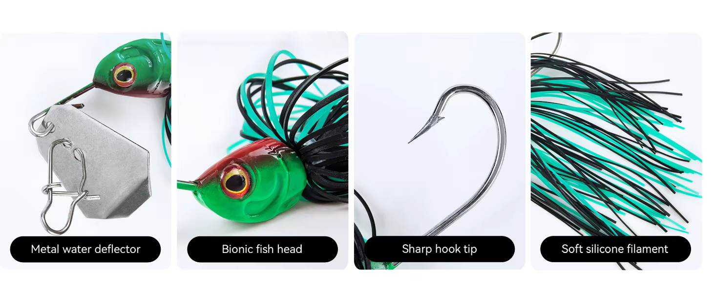 Bladed jig en acción para pesca de lubina y trucha