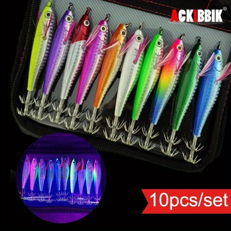 Jig de calamar luminoso Ackibbik para agua salada