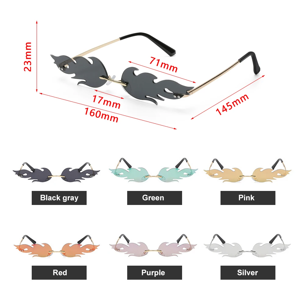 Gafas de sol UV400 con forma ondulada tipo llama