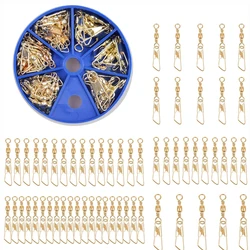 Conector Barrel Swivel con Broche de Seguridad Dorado – Pesca