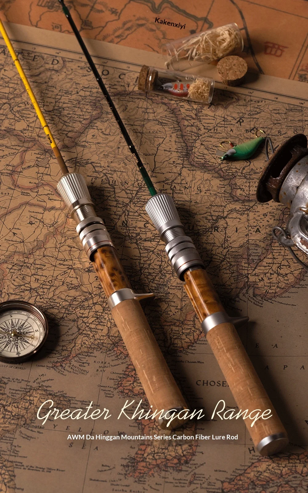 Varilla microjigging ultraligera AWM Daxinganling, diseño de 3 secciones
