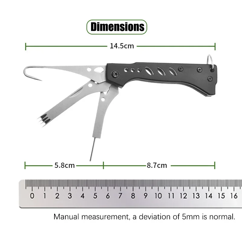 Cuchillo multifuncional para calamar plegable con gancho y hoja - imagen 2