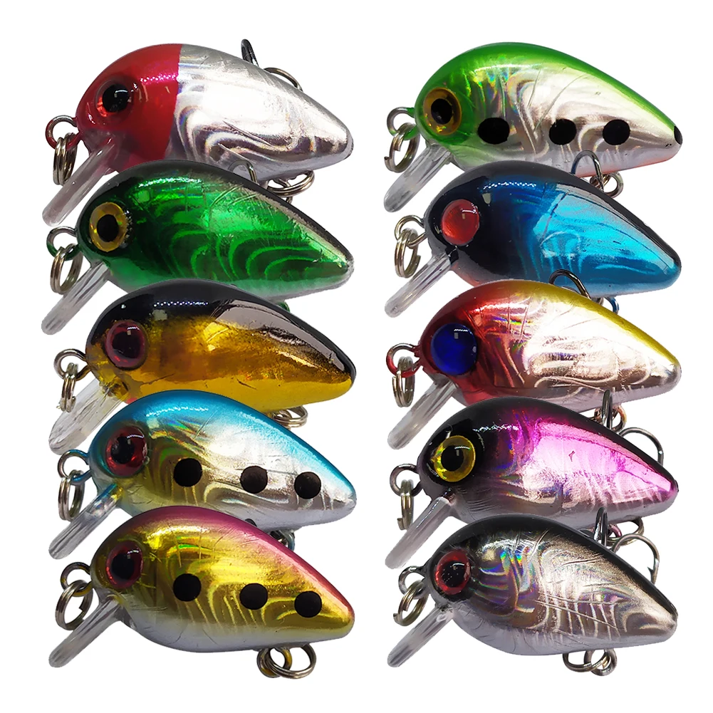 Crankbait pequeño con ojos realistas y anzuelos para pesca - imagen 5