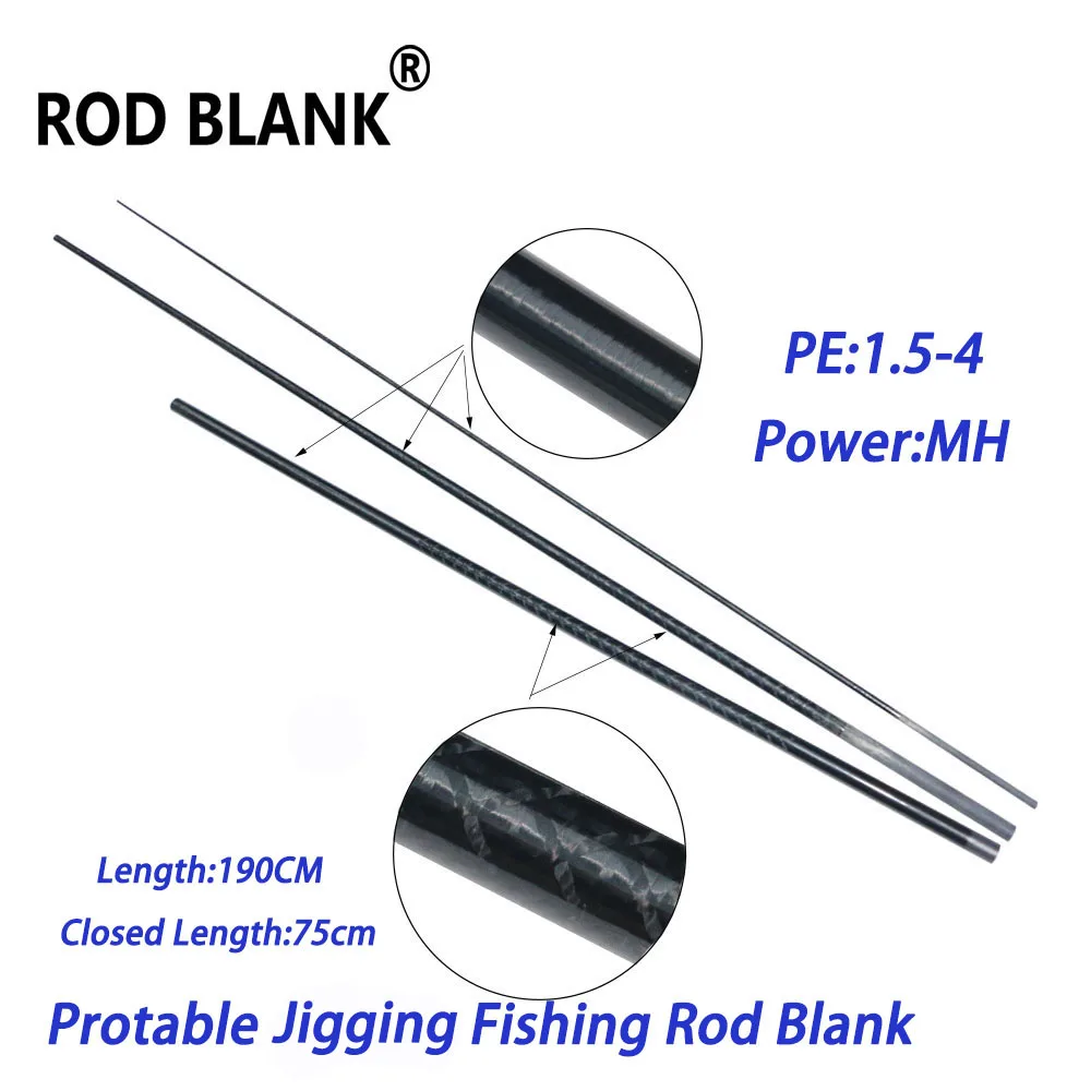 Blank de caña de jigging de 1.9 m en 3 secciones