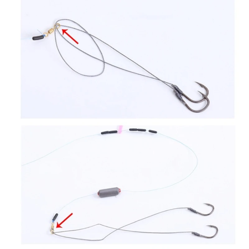 Anzuelos dobles con hilo robusto para pesca de montaje ligado - imagen 3