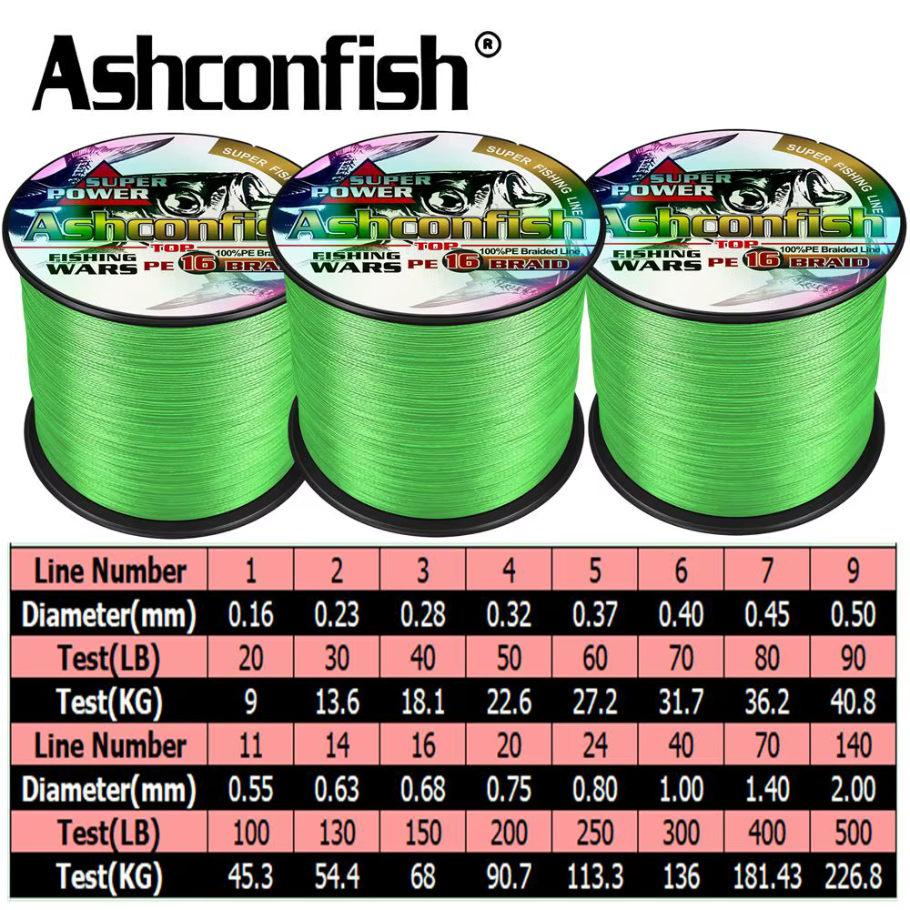 Ashconfish Sedal trenzado 16 hebras para agua salada