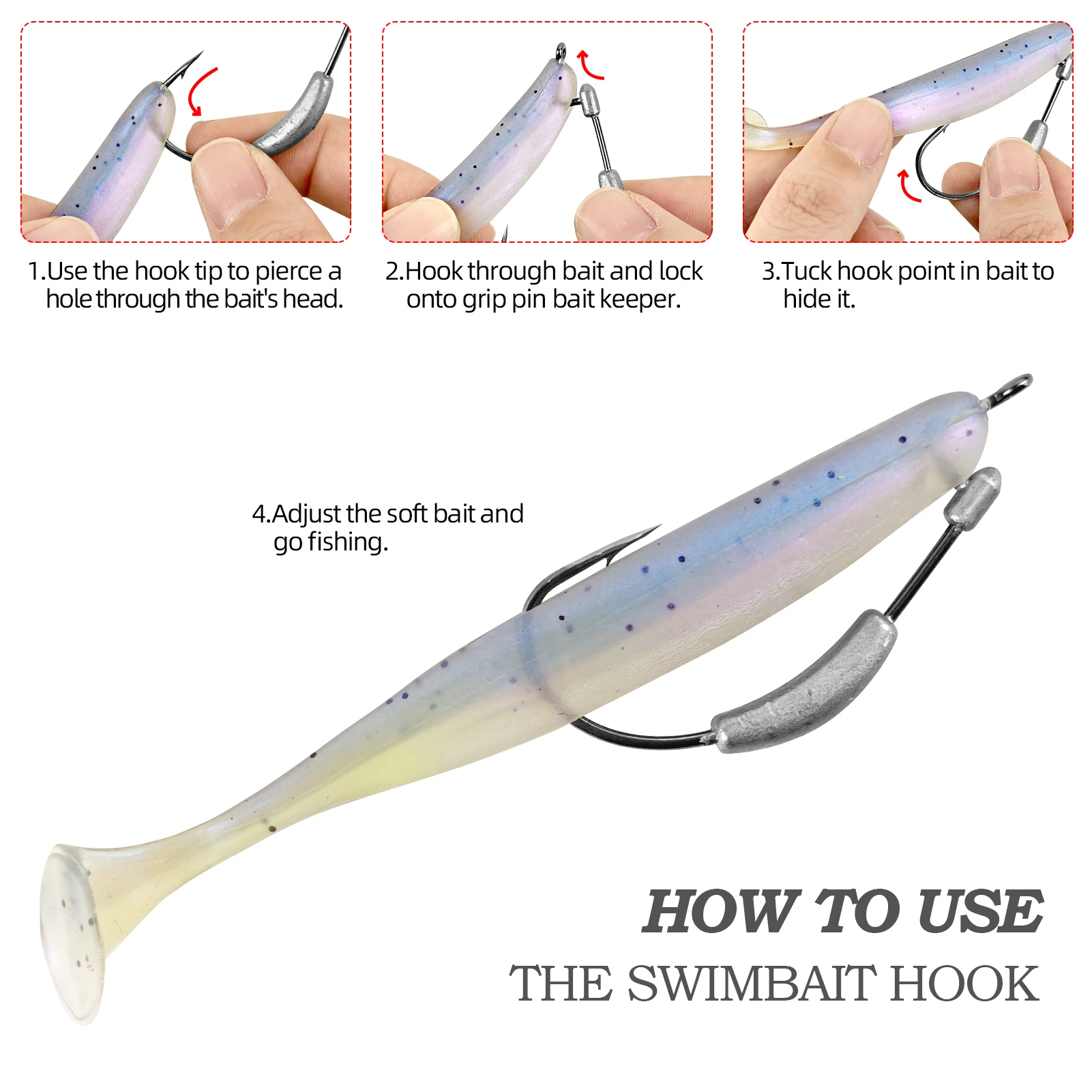 Anzuelos Swimbait con peso y retén moldeado tipo crank para lombriz - imagen 2